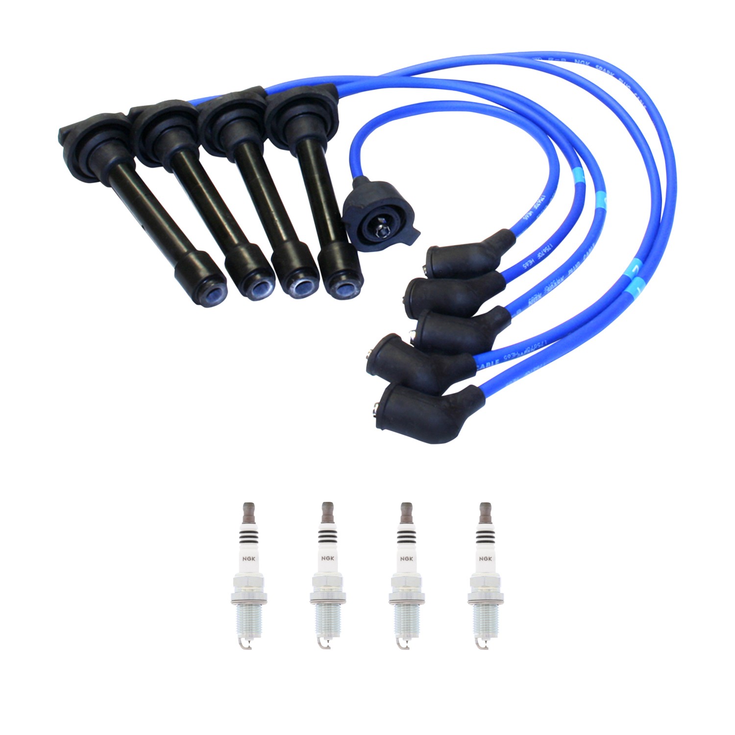 NGK 7mm Wire Set 4 Ruthenium Spark Plug Kit For Honda Prelude H22A4 97-01 2.2 4L