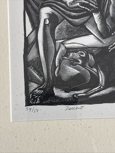 Grabado en madera original Bernard Brussel-Smith 1948 "Descenso" 39/50 - Imagen 3 de 12