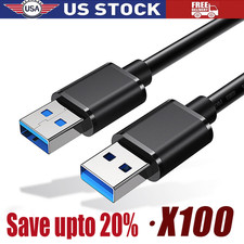 USB 3.0 A Male to A Cable Lot Data Transfer Super Speed Power Charger Metal 3FT
