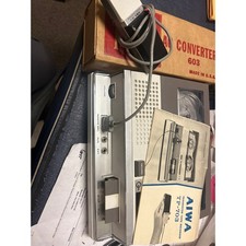 Vintage AIWA TP-703 transistor tape recorder w microphone and AC Converter