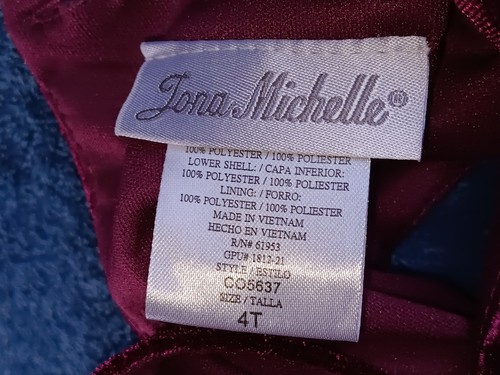 Jona Michelle Girls Fit & Flare Dress Size 4T Burgundy White Party Tulle Holiday - Picture 2 of 16