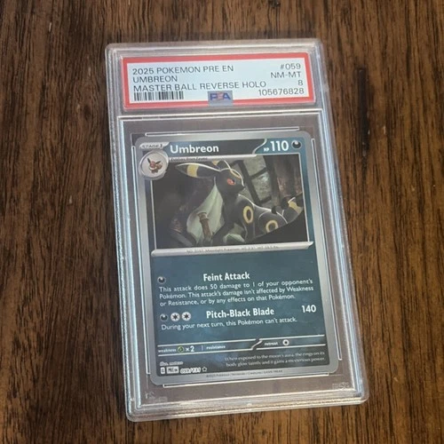 Pokémon Umbreon Master Ball Pattern Holo Sv: Prismatic Evolutions 059/131 PSA 8…