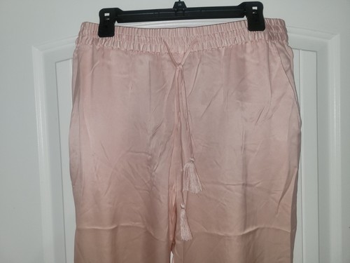 Badgley Mischka 100% Mulberry Silk Pink/Gray Ombre Joggers NWT size L - Picture 6 of 6