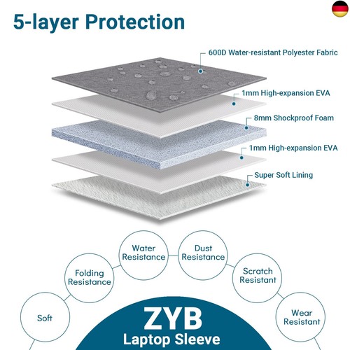 15,6 Zoll Laptoptasche Laptophülle,ZYB Sleeve Wasserdicht Hülle Laptop Tasche 1 - Bild 3 von 6