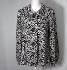 Habitat Casual Jacket Size S Black White Leaf Print Button Front Artsy USA Made
