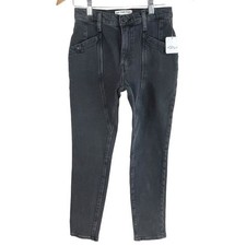 Free People We The Free Beacon Mid Rise Slim Crop Jeans Women 25 Black Quartz