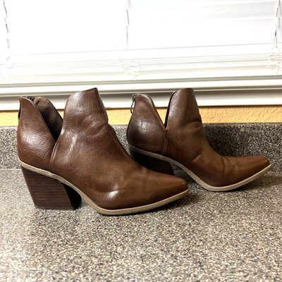 Michael Kors D'Orsay Ankle Booties Women's 8.5 Brown Synthetic Pointed Toe Heels
