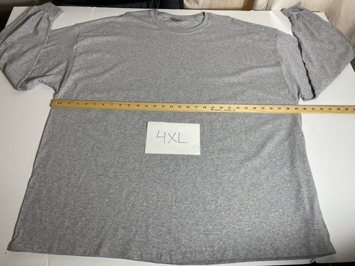 Gildan Men's Long Sleeve T-Shirt Heavy Cotton Plain Blank Gray Tee Sz 4XL New - Picture 4 of 6