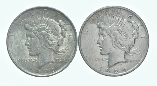 1922 & 1925 Peace Silver Dollar $1 Bullion Collection Lot *143