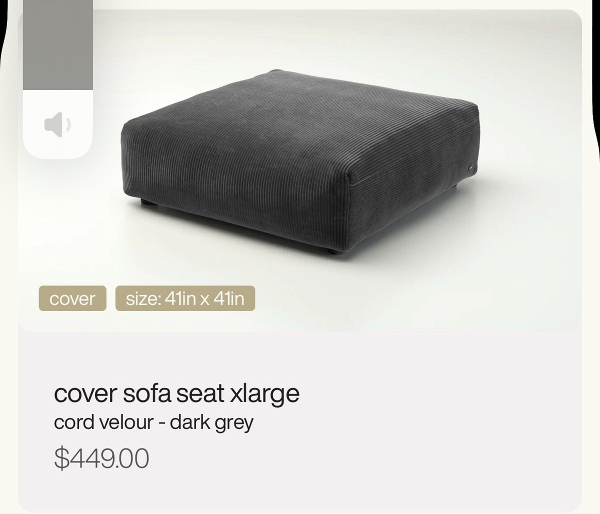 vetsak ダークグレー L Vetsak sofa seat cover - cord velour - dark grey - 41in x