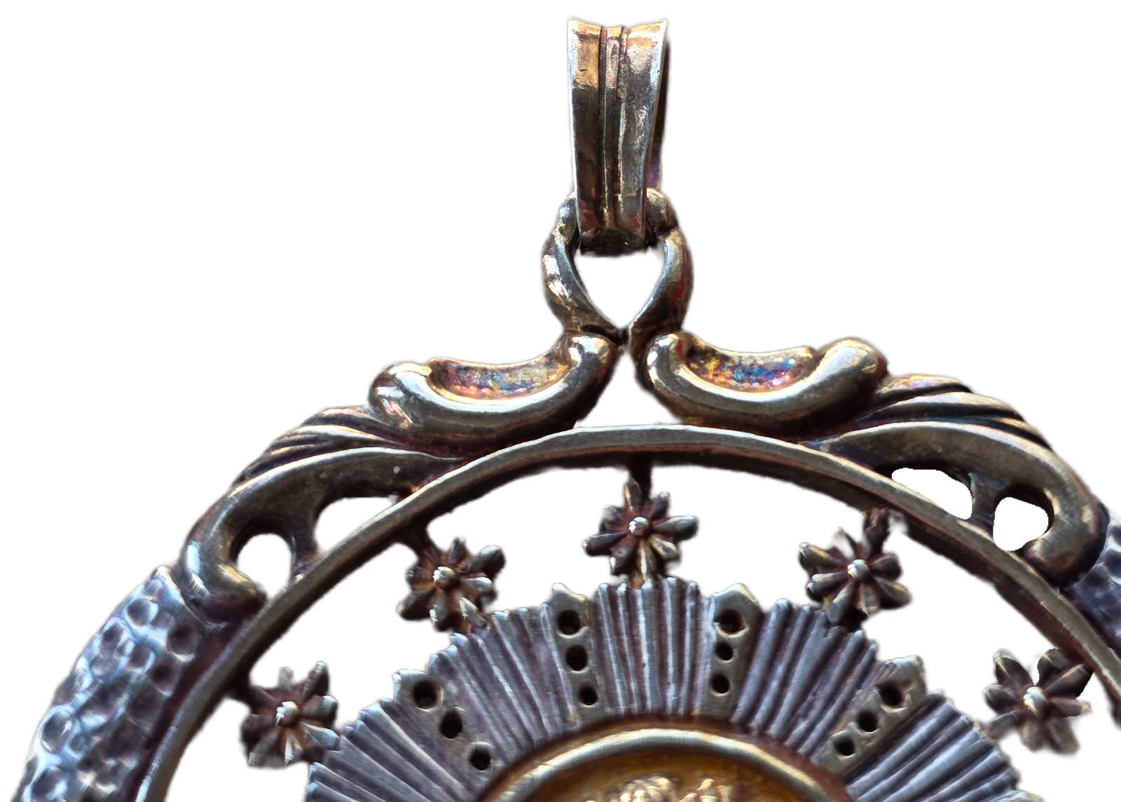 Exceptional antique solid silver Virgin Mary meda… - image 8