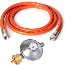 Gasdruckregler, Gasschlauch, Druckminderer, 50mbar, 1,5m, Schraubanschlüsse