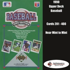 1990 Upper Deck Baseball - Complete Your Set, Cards 201-400 NM to Mint