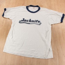 Jacknife ringer t-shirt LARGE tag vtg 80s usa robert deniro film movie crew tee