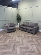 Mocha Velvet - DFS Orka 3 Seater Sofa & Swivel Chair – Delivery Available