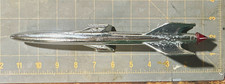 Chrome Rocket Ship Hood Ornament Emblem W Red Plastic Lens Tail Rat Rod Kustom Chrome Rocket Ship Hood Ornament Emblem W Red Plastic Lens Tail Rat Rod Kustom