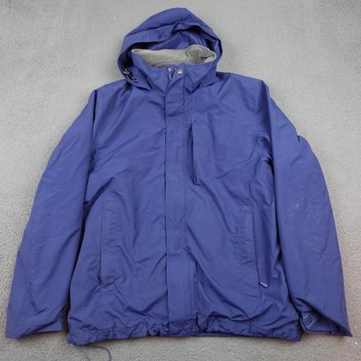 LL Bean Storm Chaser Jacket Mens Large Blue Hooded 3-in-1 Zip Shell Hiking