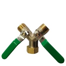2 Way Brass Garden Hose Splitter, Heavy Duty Y Valve Outdoor Tap Connector