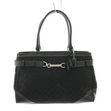Coach Tote Bag Handbag Canvas Leather Signature Black 5A10 /Yt Ladies