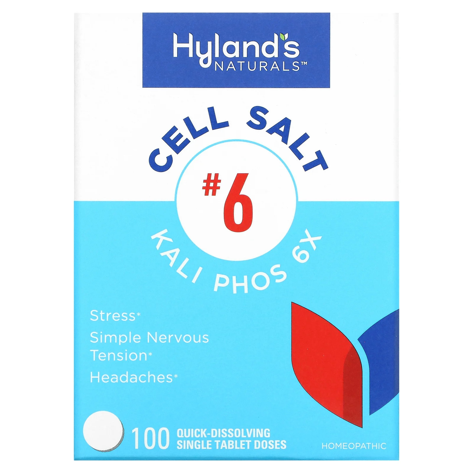 Cell Salt #6, Kali Phos 6X, 100 быстрорастворимых отдельных таблеток