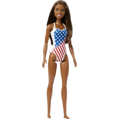 Barbie Flag Beach Doll Multicolor Swimsuit Summer Fun for Kids 3 and Up