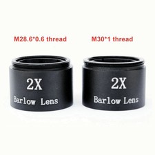 1.25 Inch 2X Metal Barlow Lens for Telescope Eyepiece M28.6 0.6/ M30 1 Thread