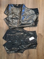 Black Fake Leather Mens Biker Vest
