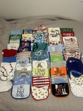 Lot of 50 Baby Toddler Bibs Carters, Etc Assorted Colors Bot, Girl One Size EUC