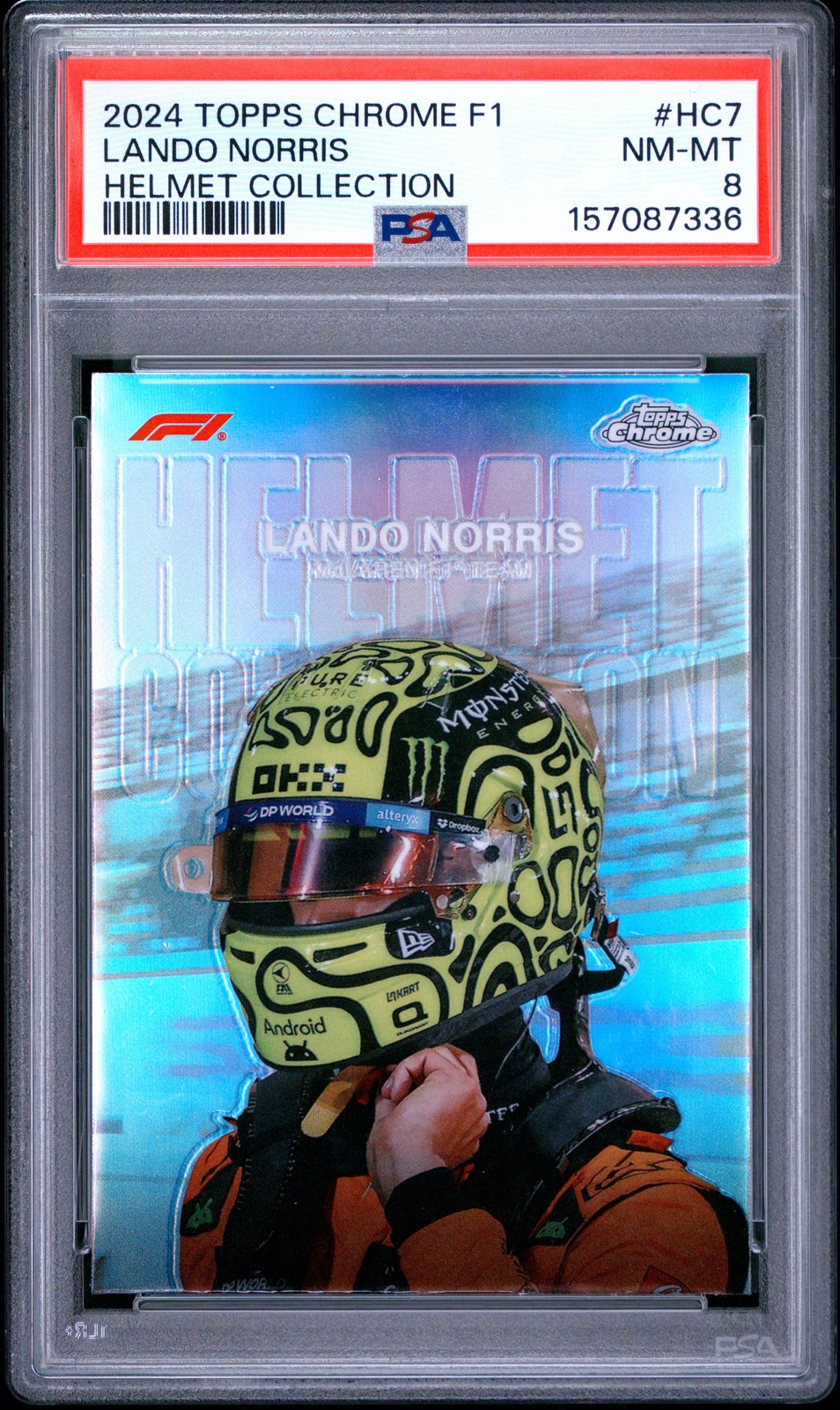 2024 TOPPS CHROME FORMULA 1 HELMET COLLECTION #HC7 LANDO NORRIS PSA 8