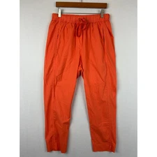 Xirena High Rise Ankle Poplin Pant Elastic Waist USA Made Orange Women's Size M