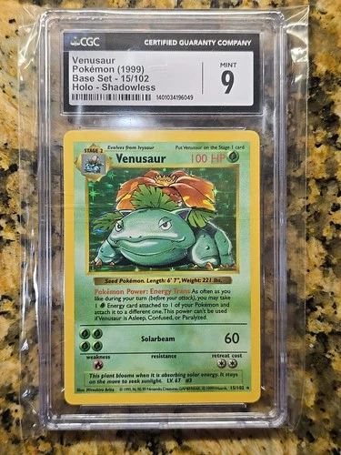 CGC 9 Shadowless Venusaur 1999 Base Set 15/102 Holo Pokemon Card WOTC Mint