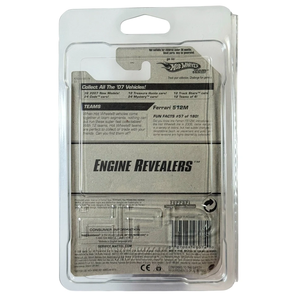 Hot Wheels 2006 Motor Revealers Ferrari 512M coche rojo 1:64 envío combinado $1 Ea Foto 2 de 2
