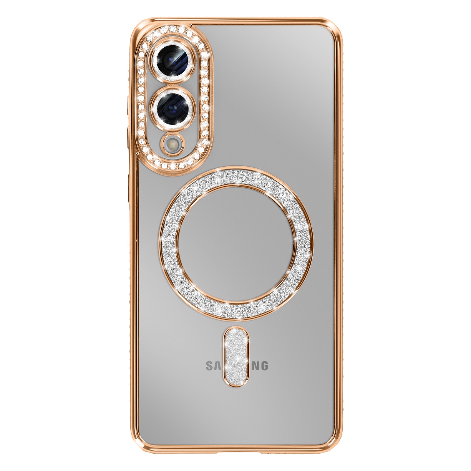 Coque Galaxy S25 Edge antichoc rigide dorée strass marque Avizar