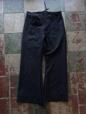 VTG Naval Sailor Wool Navy Military Lace up Back Wideleg Trousers Size