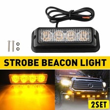 12set Quality Led Grill Strobe Beacon Side Marker Flash Warning Lights Yellow R