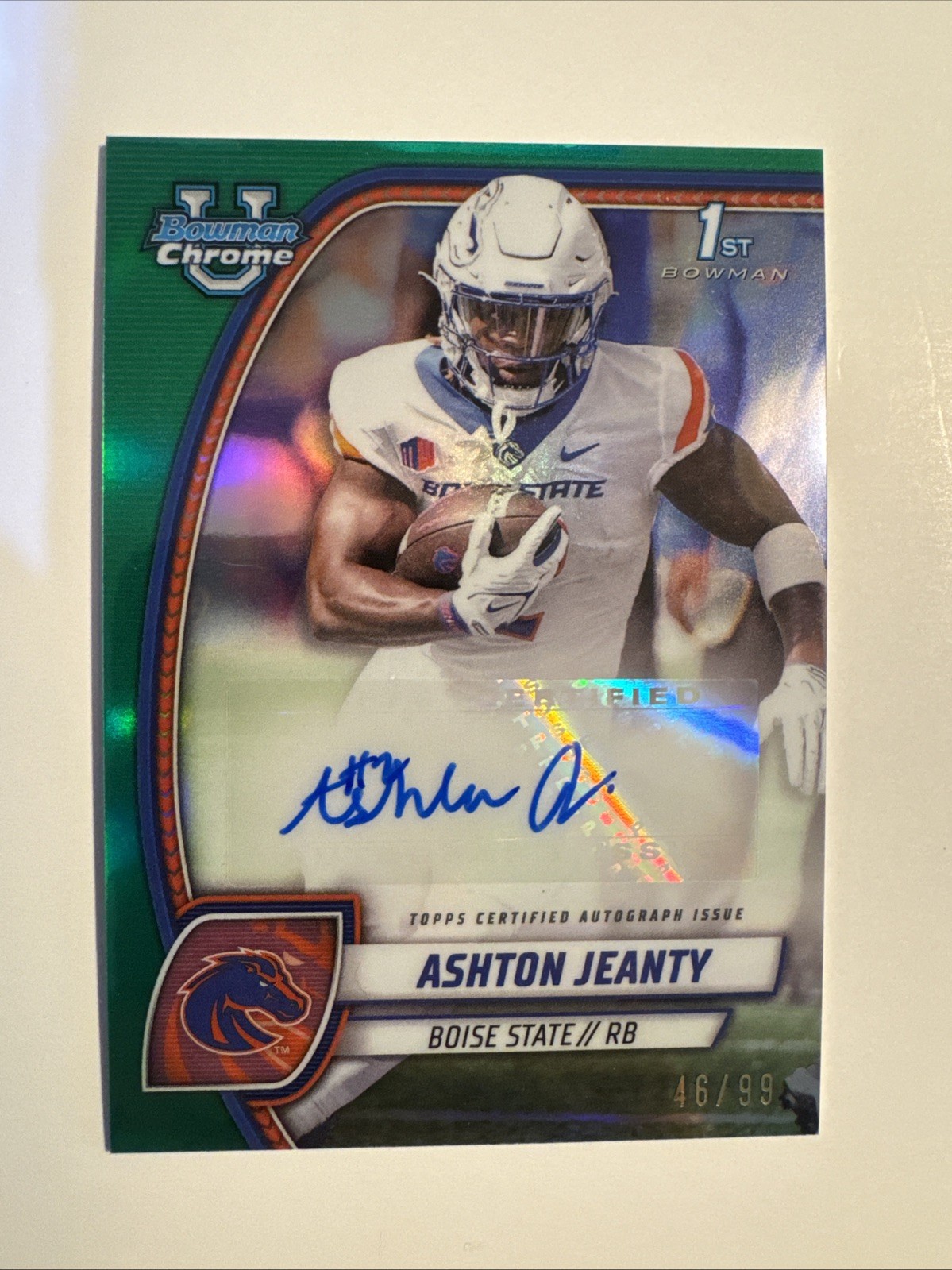 2024 Bowman University Chrome Ashton Jeanty (RC) Green Refractor/99 Auto PA-AJE