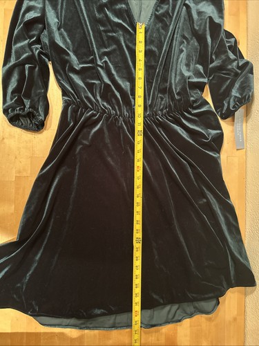 NEU dunkelgrün Samt 3/4 Ärmel Fit & Flare Kleid 2X 2XL Weihnachten Urlaub Neu mit Etikett - Bild 10 von 11