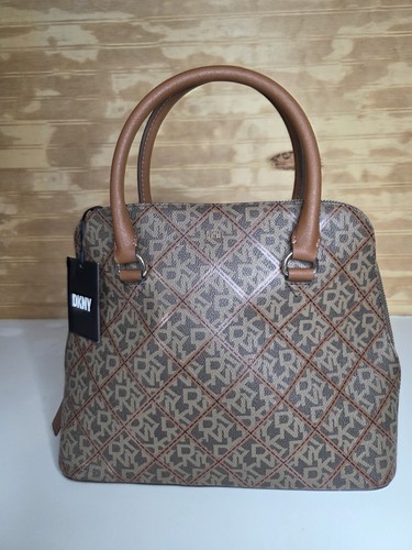 DKNY "Bryant" Dome Satchel In Monogram Brown New with Tag Bag Purse