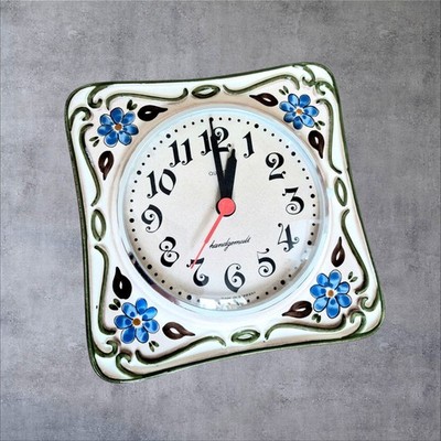 EMES - Küchenuhr / Keramik Handgemalt Original Vintage / Oma Wanduhr / DEFEKT 