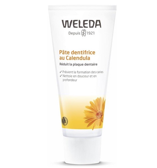 Pâte dentifrice au calendula Weleda lot de 3 apaise les gencives sensibles sans menthe