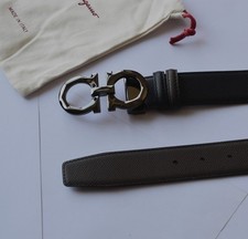 Ferragamo Black /Brown Reversible Belt length 120cm Men black Gancini buckle