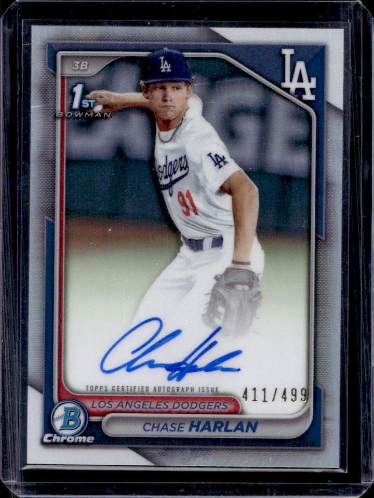 2024 Bowman Draft Chase Harlan Chrome Auto Refractor 1st #/499 Dodgers