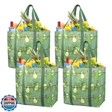 BeeGreen 4 Pack Forg Reusable shopping Bags for Groceries - Heavy Duty Large 