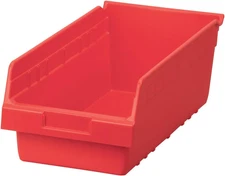30088 Plastic Nesting Shelfmax Storage Bin Box, 18X8X6-Inch, Red (8-Pack)