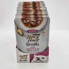 Purina Fancy Feast Broths Seafood Bisque Accents of Real Crab 1.4oz Pouch Qty 16