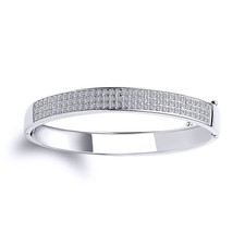 Kids Silver Jewelco London CZ 3 Row Encrusted Eternity Baby Bangle Bracelet 5mm