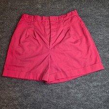 Vintage GarAn Red Shorts High Waist Cuffed Pleated USA Made Womens Size 16