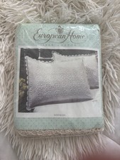 European Home- NEW Crochet Pillow Shams Set of 2 (21x37) King.  Beautiful!!