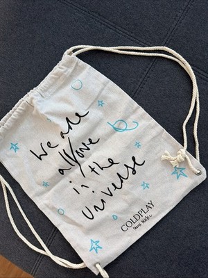 Coldplay Stoff Tasche Beige We Are All One In The Universe 33x40cm