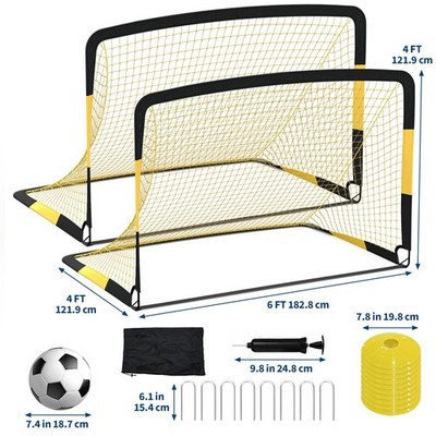 2er Set Pop-Up Fußballtore mit Ball & Pumpe   Tragbares Fußball Trainingsset